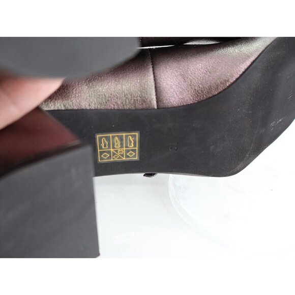 Jeffrey Campbell Tierz Mary Jane Pump Size 10 Pewter Iridescent Strappy Block - Picture 10 of 12